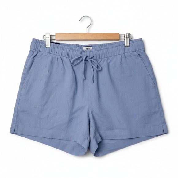 GAP Pants - Gap Womens Pull On Shorts Size L Blue Linen Blend 4" Inseam Beach Summer Coastal
